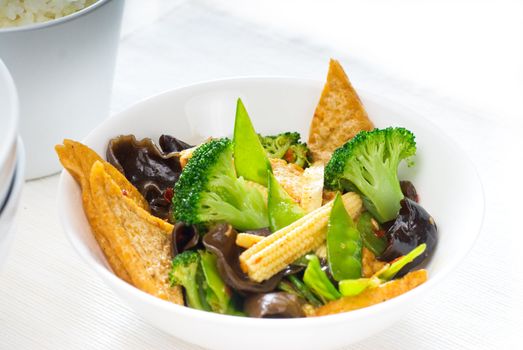 fresh and healthy tofu,beancurd with mix vegetables typical chinese dish