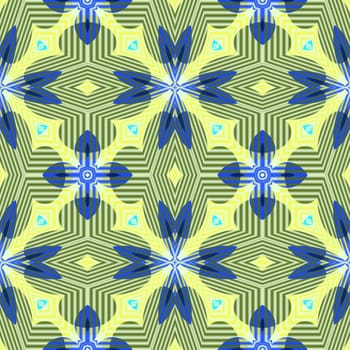 seamless texture of nordic shapes in blue and yellow