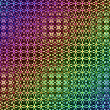 pattern of glowing shapes in spectrum colors