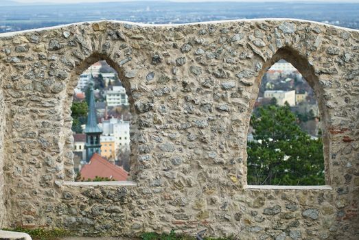 a old stonewall with windows