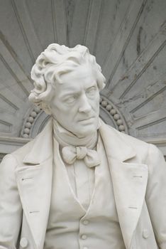 a sculpture of the famous austrian lyric poet franz grillparzer which is located in the vienna volksgarten