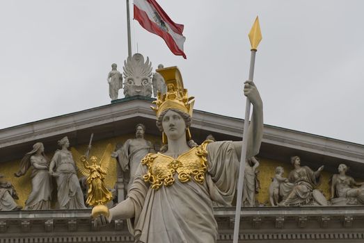 the famous sculptures around the austrian parliament dedicated to the greek goddess pallas athena