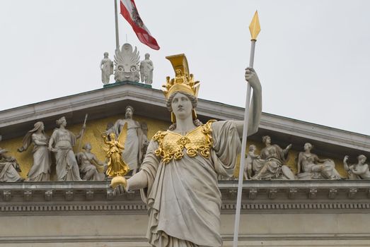 the famous sculptures around the austrian parliament dedicated to the greek goddess pallas athena