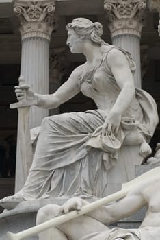 the famous sculptures around the austrian parliament dedicated to the greek goddess pallas athena