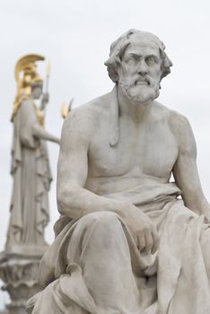 the famous sculptures around the austrian parliament dedicated to the greek goddess pallas athena