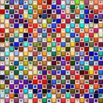 seamless texture of many bright colored spots and blocks