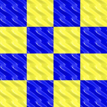 weavy flag of bright yellow and blue squares 