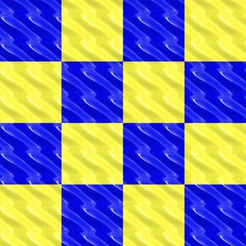 weavy flag of bright yellow and blue squares 