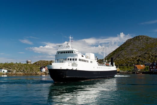 The ferry in a fjord of Norway