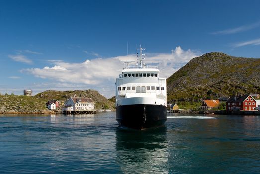 The ferry in a fjord of Norway