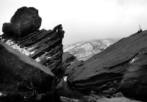 Winter snowfall at Colorado's Red Rocks State Park