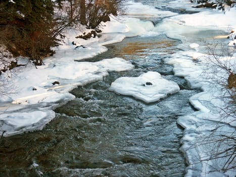 A river in winter in the Colorado mountains