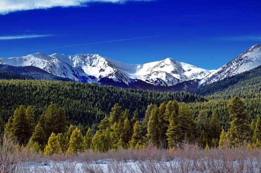 The Colorado Rockies in Rocky Mountain National Park, with snow