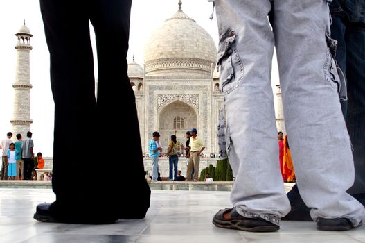 Unusual view of the Taj Mahal in Agra India