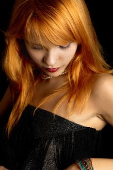 dark portrait of lovely redhead