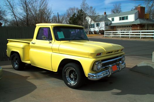 Classic Yellow Early 60s Chevy Pickup