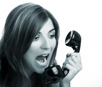 Beautiful woman yelling at the phone (toned in PS)