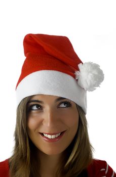 Beautiful woman with a Santa Claus visual