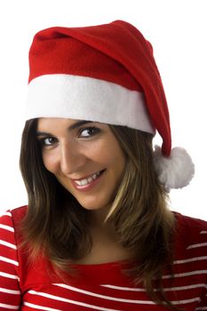 Beautiful woman with a Santa Claus visual