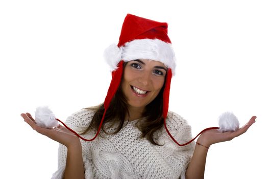 Christmas season! Different poses of a beautiful woman with a Christmas clothes
