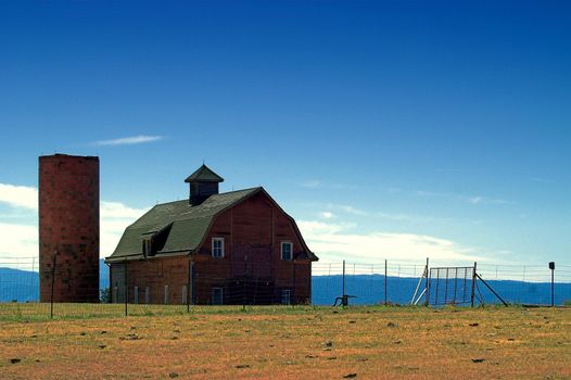 Old Country Barn against blue sky