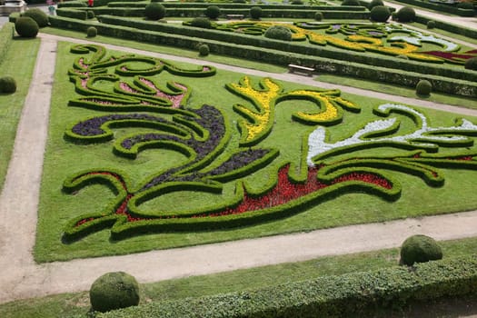 Flower garden of Castle in Kromeriz, Czech Republic