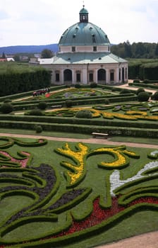 Flower garden of Castle in Kromeriz, Czech Republic