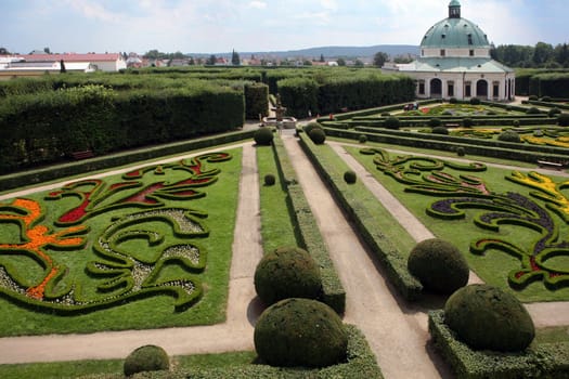 Flower garden of Castle in Kromeriz, Czech Republic