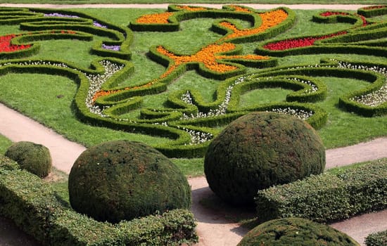 Flower garden of Castle in Kromeriz, Czech Republic