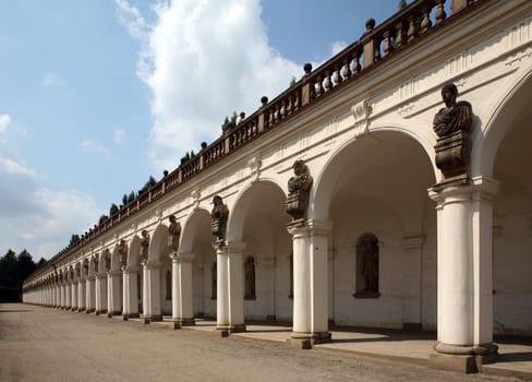 Colonnade in flower garden Kromeriz, Czech Republic