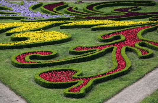 Flower garden of Castle in Kromeriz, Czech Republic