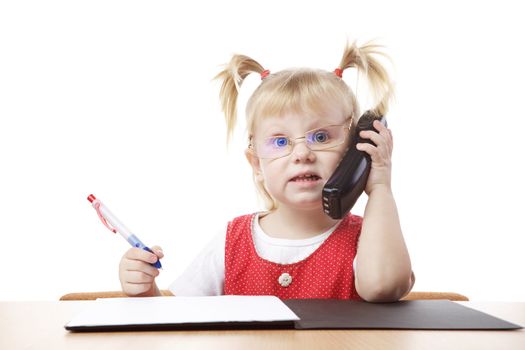 girl with a pen talking phone