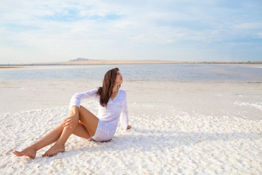 girl on the salt beach