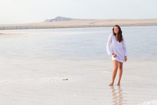 girl on the salt beach