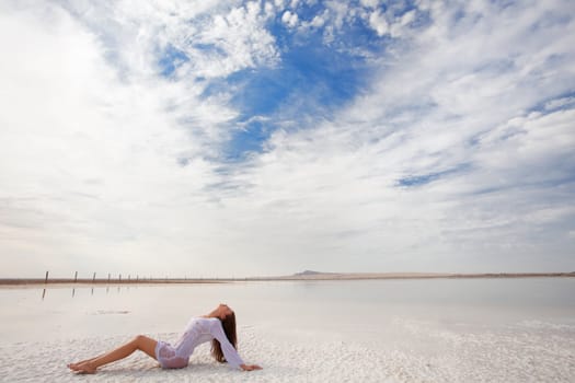 girl on the salt beach