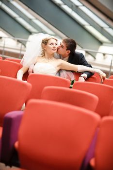 bride and groom in the cinema