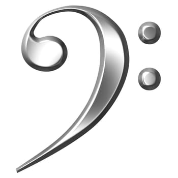 3d silver Bass Clef isolated in white