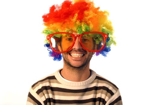 happy clown over white background