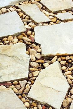 Cobblestone pathway, in close-up.  