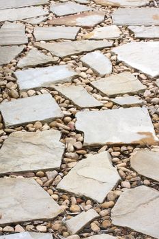 Cobblestone pathway in close-up.