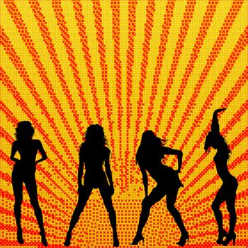 Dancing girls silhouettes