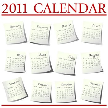 Calendar for 2011 on paper sheets