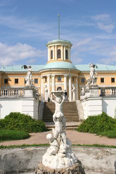 Sculptural Composition, Figures Infant on Background of the Building with Pillar