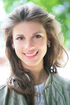 portrait beautiful smiling girls with brown eye