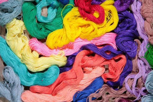 varicoloured silk threads for needlework