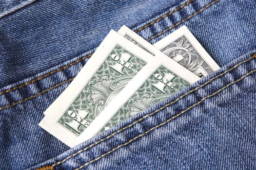 Money, Pocket, Jeans, Trousers, Cloth, Blue, Green, Cotton, American Dollar