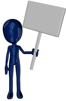 3D rendered cartoon Michael figure with sign in poses