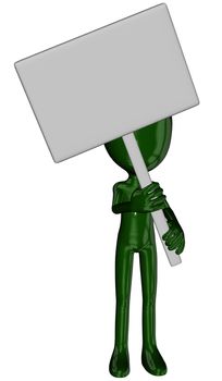 3D rendered cartoon Michael figure with sign in poses