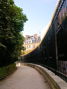 Curved path with fence in Luxembourg Garden