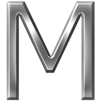 3d silver letter M isolated in white
